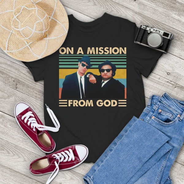 On A Mission From God Vintage 80s Comedy Movie Vintage T-Shirt, The Blues Brothers Shirt, Movie Quote Shirt, Gift Tee For You And Family