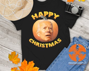 Funny Anti Joe Biden Happy Christmas Holiday Pumpkin Head Vintage T-Shirt, Biden Shirt, Republican Shirt, Gift Tee For You And Your Friends