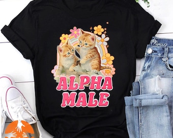 Alpha Male Cat Kitten Vintage T-Shirt, Alpha Male Shirt, Bootleg Shirts, Gifts For Teens, Cute Kittens Shirt, Funny Meme Shirt