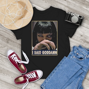 Horizon Horror I Said Goddamn Funny Vintage T-Shirt, Pulp Fiction Shirt, Mia Wallace Shirt, Funny Movie Shirt, Gift Tee For You And Family