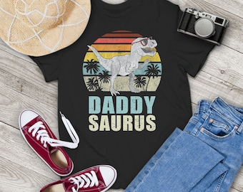 Daddysaurus T-Rex Dinosaur Daddy Saurus Vintage T-Shirt, Dinosaur Family Shirts, Fathers Day Gift, Gift Tee For You And Family