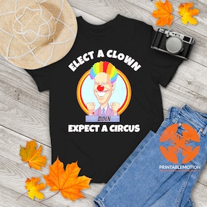 Elect A Clown Expect A Circus Anti Biden Vintage T-Shirt, Biden Shirt, Republican Shirt, Funny Political Shirt, Gift Tee For You And Friends