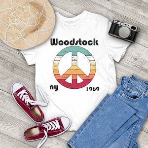Woodstock NY 1969 Retro Peace Sign Vintage T-Shirt, Peace And Music Shirt, Peace Lovers Shirt, Music Shirt, Gift Tee For You And Family
