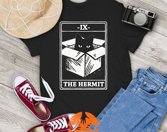 Black Cat IX The Hermit Funny Cat In Box Vintage T-Shirt, Tarot Shirt, Black Cat Shirt, Cat Lovers Shirt, Gift Tee For You And Your Family