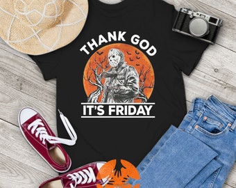 Jason Voorhees Thank God It's Friday Vintage T-Shirt, Jason Voorhees Shirt, Serial Killer Shirt, Halloween Shirt, Friday The 13th Shirt