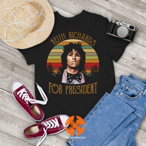 Vintage T-shirt Keith For President, shirt Keith Richards, shirt gitaarliefhebbers, shirt rockmuziek, grappig cadeau-T-shirt voor jou en je vrienden