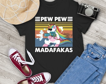 Madafakas Unicorn Funny Vintage T-Shirt, Unicorn Shirt, Pew Lovers Shirt, Funny Rainbow Unicorn, Gift Tee For You And Your Family