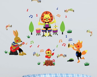 Jungle Band Fabric Wall Decals, Animals Nursery Decor