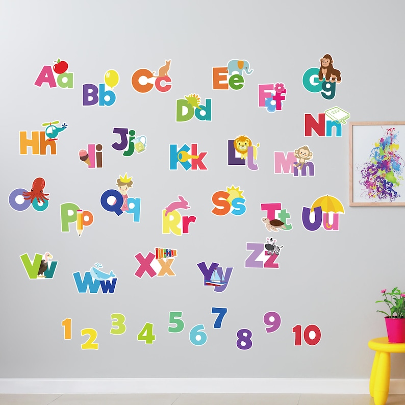 Alphabets & Numbers Removable Fabric Wall Stickers / Decals Etsy