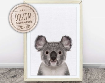 Koala Wandkunst für Kinderzimmer, Kinderzimmer - Australische Tier Wandkunst | Druckbare Kunst | Digitaler Download