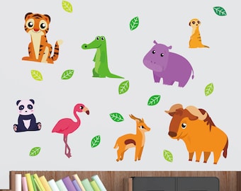 Zoo Animals Fabric Wall Decals, Tiger, Hippo, Panda, Nursery Decor