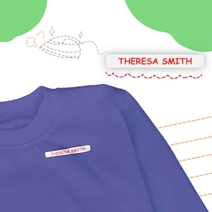 70 Personalised Iron-on Clothing Name Labels For School Uniforms - Small Size - Oz Labels