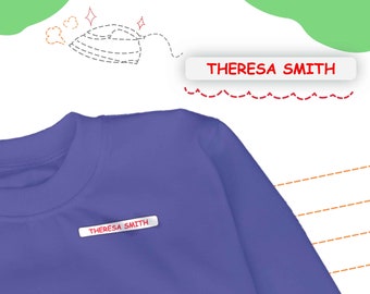 70 Personalised Iron-on Clothing Name Labels For School Uniforms - Small Size - Oz Labels