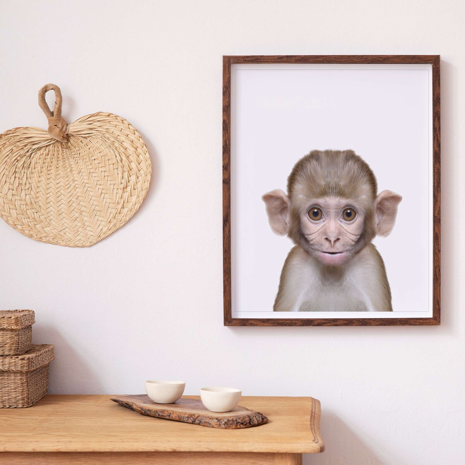 Monkey Wall Art Print for Nursery & Kids Bedroom Jungle Baby Etsy