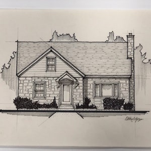 Custom Hand Drawn Architectural House Portrait