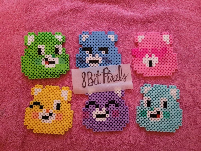 Care Bears Face Perler Bead Art Ornaments Etsy