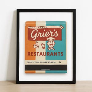 Grier&#39;s Restaurant - Fine Art Matchbook Print