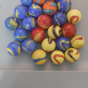 Handmade Vintage Swirl Marbles – Set of 24 Colorful Glass Marbles