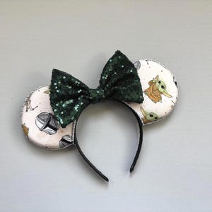 Mando and Grogu inspired mickey ears/star wars inspired mickey ears