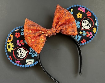 Coco inspired mickey ears/halloween inspired mickey ears/day of the dead inspired mickey ears