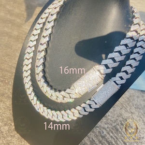 16mm Width Hip Hop Miami 35.2TCW Colorless Moissanite Alternate Real Diamond Men's Iced Cuban Link Chain 11" TO 24" Length White Gold Plated