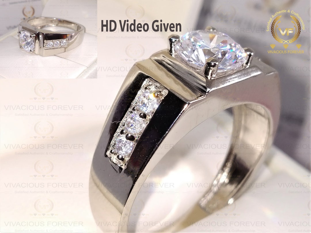 Men's Engagement Ring 2.00ct Colorless Moissanite Round - Etsy