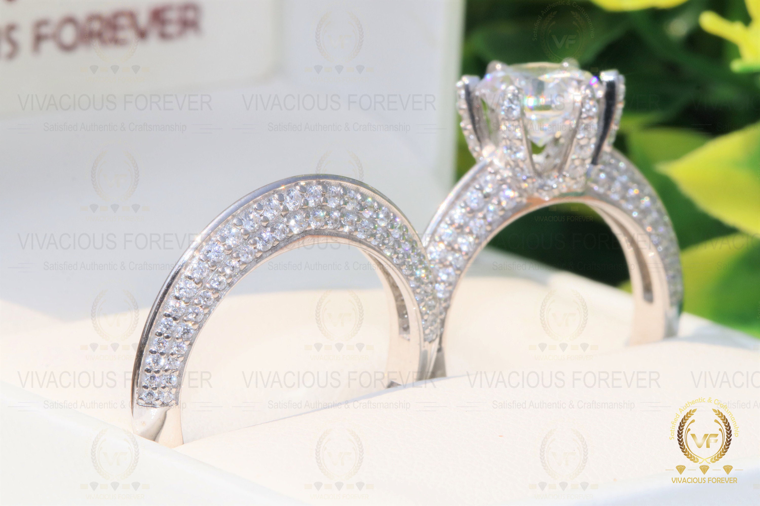 mamarinリング 4.36CTW Colorless Round Wedding Ring Bridal Set Ring, Six