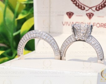 4.36CTW Colorless Round Wedding Ring Bridal Set Ring, Six