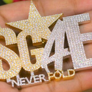 VVS1 Round Cut Moissanite Pendent, Customize Personal Word Highly White/Yellow Gold Plated Iced Out Custom Name Pendant, Moissanite letter