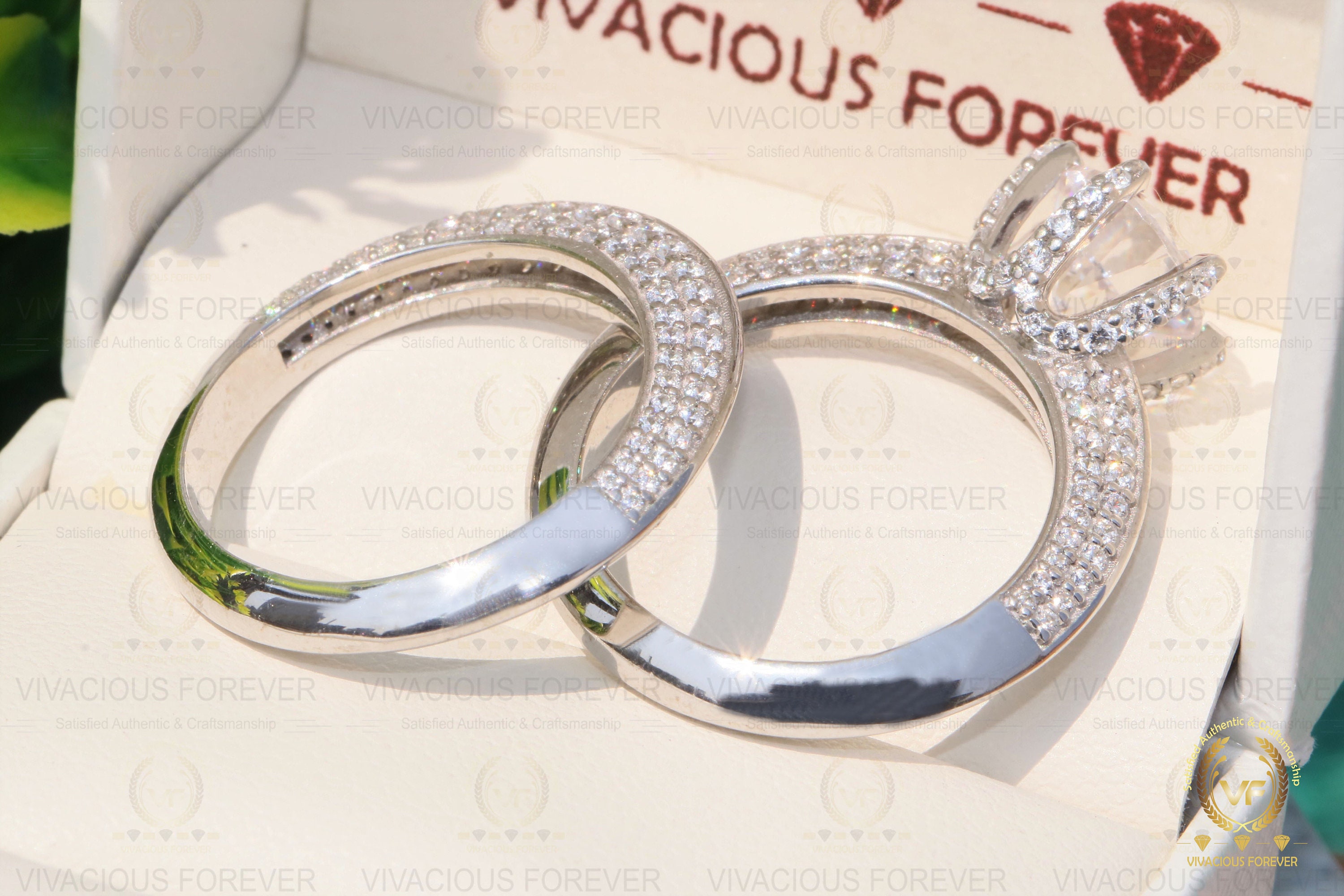 mamarinリング 4.36CTW Colorless Round Wedding Ring Bridal Set Ring, Six