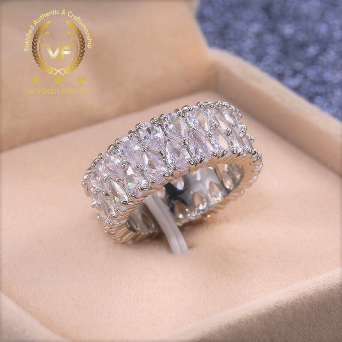 3.89ctw Real Lab Grown Diamond Full Eternity Two Row Ring 14K Etsy