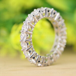 Colorless Colorless 4.5mm Round Moissanite Band, 14K White Gold Female Eternity Band, Full Eternity Wedding Band, Matching Band For Women
