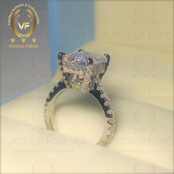 Forever One Moissanite Engagement Ring Emerald Cut | Etsy
