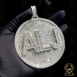 Custom Words/Number Alternate Real Diamond VVS1 Colorless Moissanite  Argentium White Gold Plated Hip Hop Pendent, Iced Out Custom Pendent