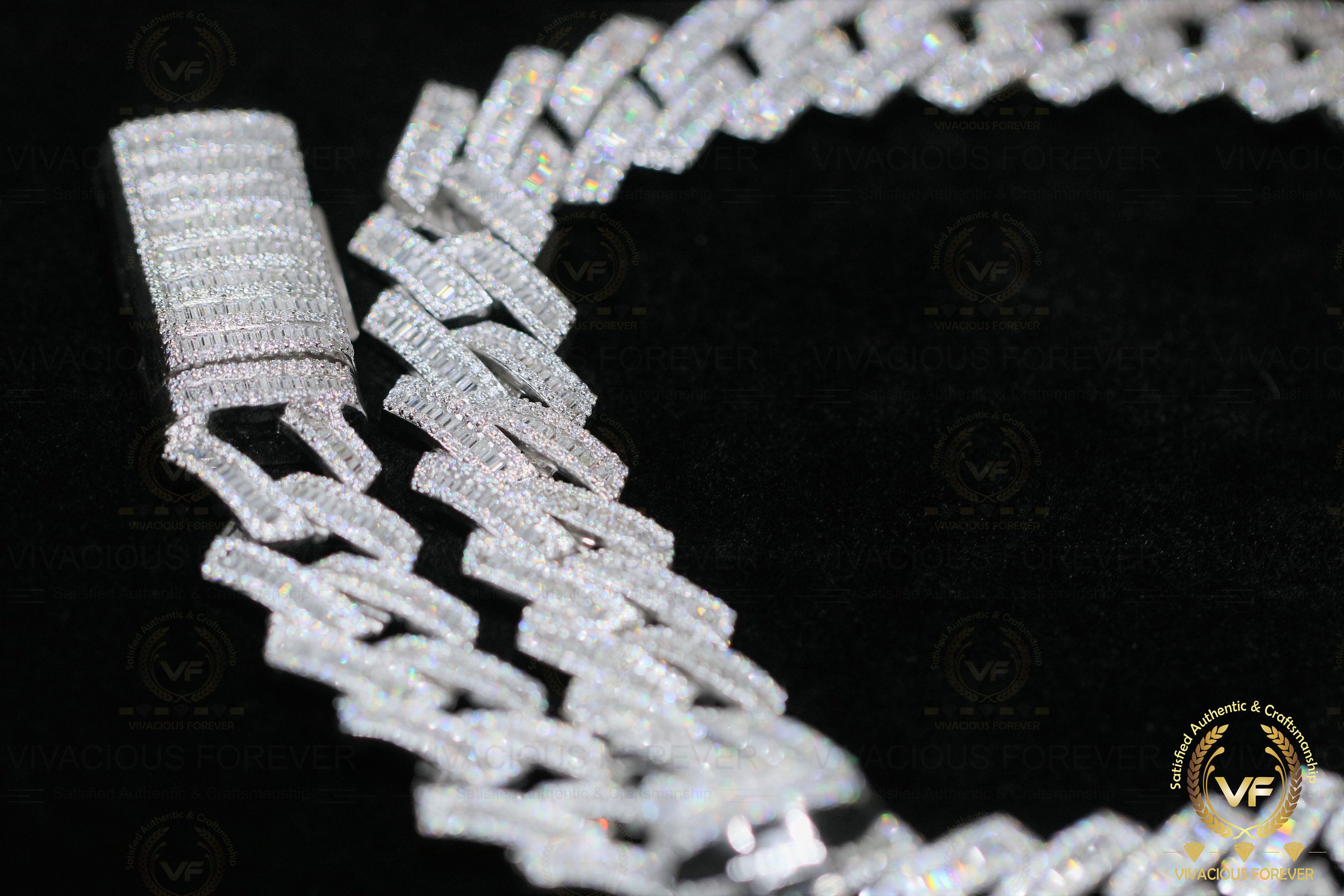 20mm Width Hip Hop Miami 81.3TC Colorless Baguette Cut