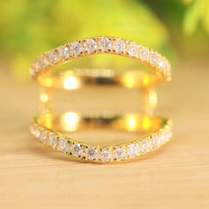 Aggie Ring Enhancer, Colroless Moissanite Ring Enhancer, Moissanite Matching Eternity Ring,Diamond Eternity Band ,Customizable Ring Enhancer
