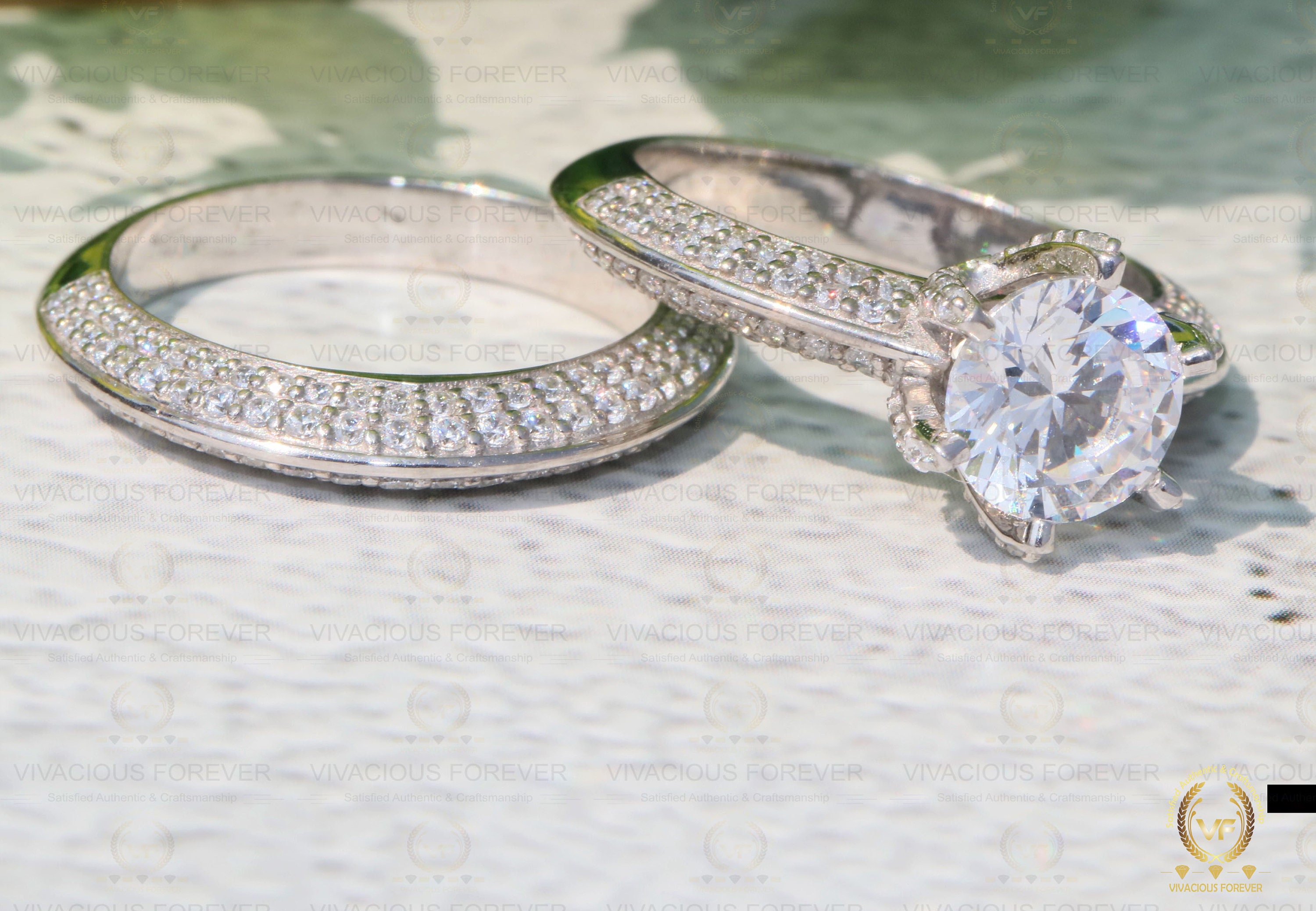 mamarinリング 4.36CTW Colorless Round Wedding Ring Bridal Set Ring, Six