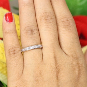 1.21Ct Colroless Moissanite Baguette Cut Wedding Band, 14K Yellow Gold Band, Half Eternity Band, Matching Band, Gold Fine Jewelry Gifts