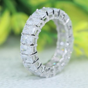 6.87Ct Full Eternity Band Colorless Radiant Cut Moissanite Engagement Band, Bridal Ring, Moissanite Band Ring, Forever Anniversary Band