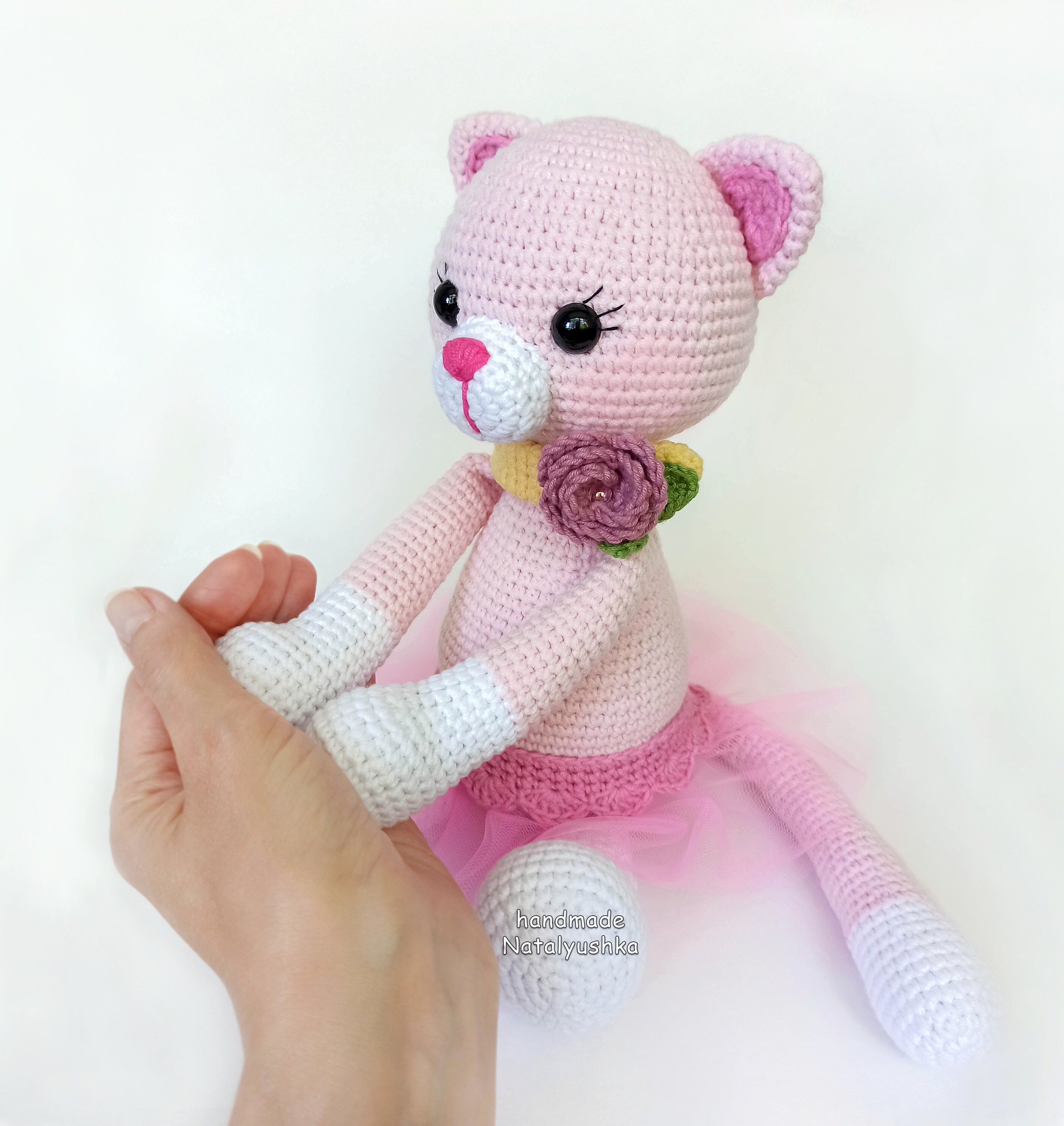 Soft toy Cat Crochet pink Kitty Handmade Cat girl Amigurumi Etsy