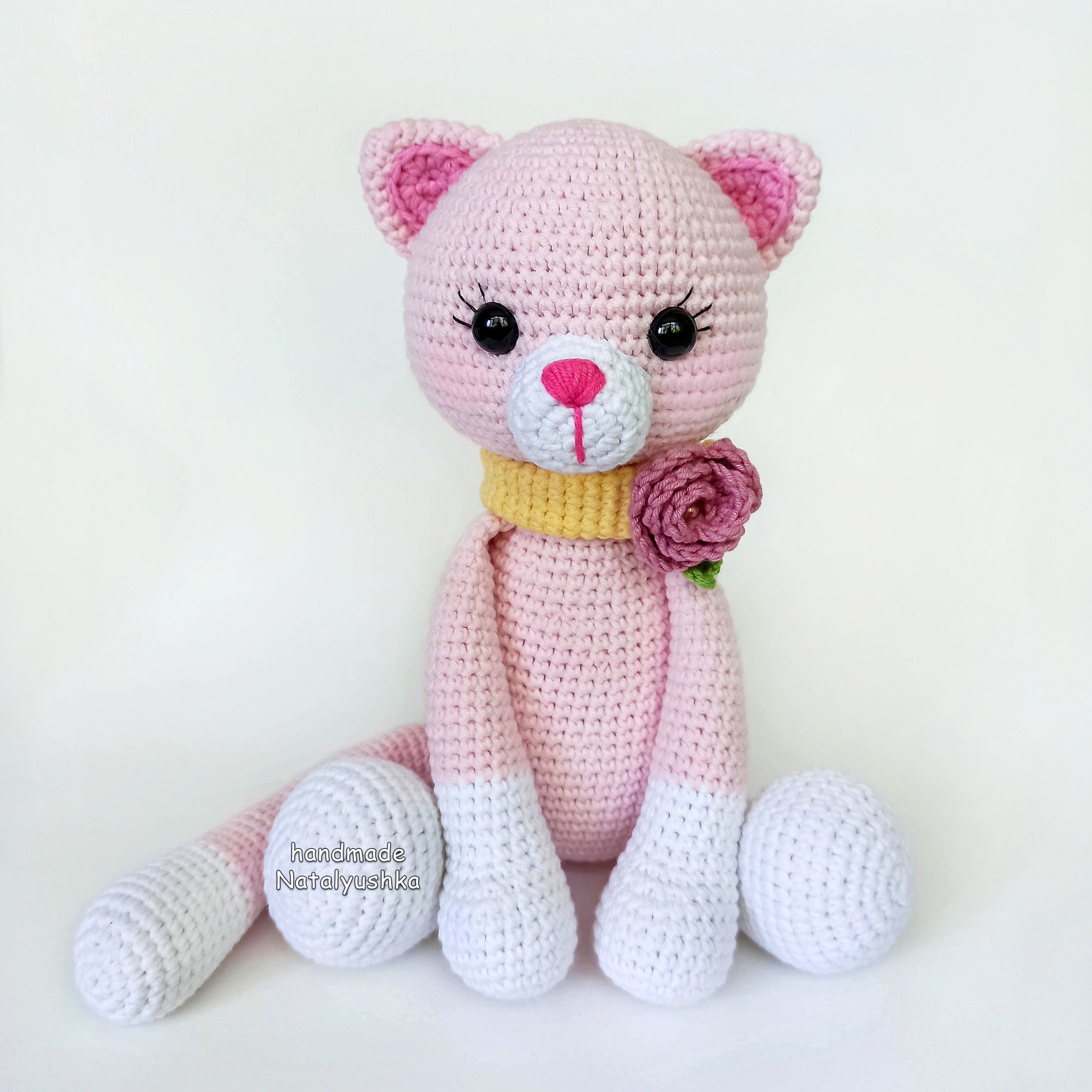 Soft toy Cat Crochet pink Kitty Handmade Cat girl Amigurumi Etsy