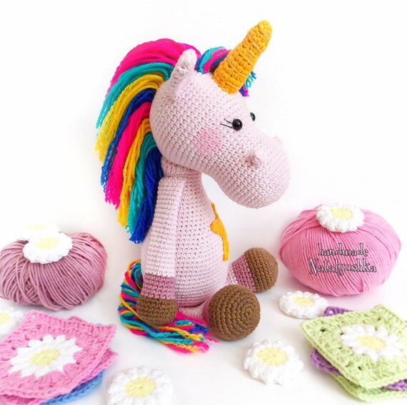 Soft plush unicorn girl unicorn in rainbow Toy unicorn for girls Pink plush unicorn crochet toy White unicorn crochet toy gift baby