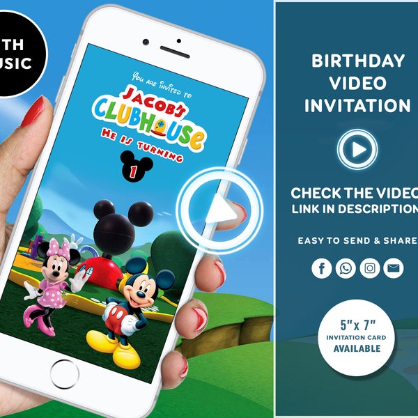 Mickey Mouse Invitation Mickey Mouse Birthday Invitation Mickey Mouse Party Invite Mickey Mouse Invites Mickey mouse video invitation new