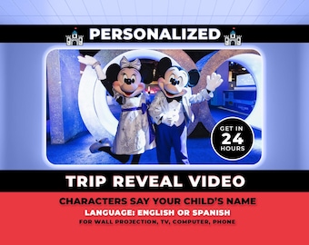 Vídeo personalizado de revelación de viaje a Disney / Sorpresa de vacaciones personalizadas en Disney World y Disneyland París