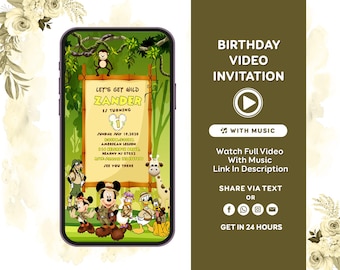 Mickey Mouse Invitation, Mickey Safari Invitation, 1st Birthday Mickey Mouse Invitation, Mickey Safari Invite, Video Invitation