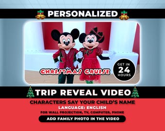 Christmas Cruise Trip Reveal Video, Personalized Vacation Announcement, Message from Mickey & Minnie