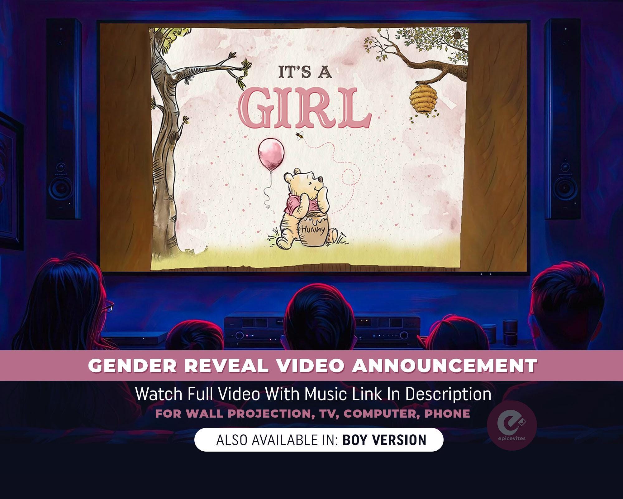 Gender Reveal Movie, Winnie The Pooh Gender Reveal Video, Gender Reveal Video Announcement, It&#39;s a Girl, Girl Gender Reveal Video