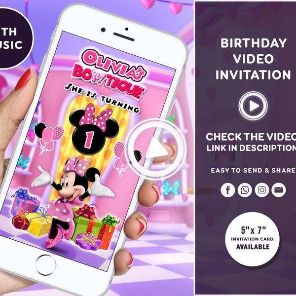 Minnie Mouse Birthday Invitation Minnie Mouse Invitation Oh Twodles Invitation Minnie Mouse Video Invitation Pink Minnie Invitation new