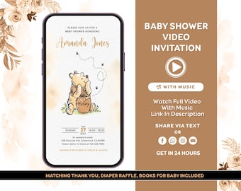 Winnie the Pooh Baby Shower Invitation, Winnie the Pooh Invitation, Little Hunny Invitation, Gender Neutral Baby Shower Invite