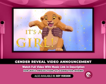 Gender Reveal Video Announcement, Gender Reveal Movie, Boy or Girl Gender Reveal, Girl Gender Reveal Video, Lion King Gender Reveal